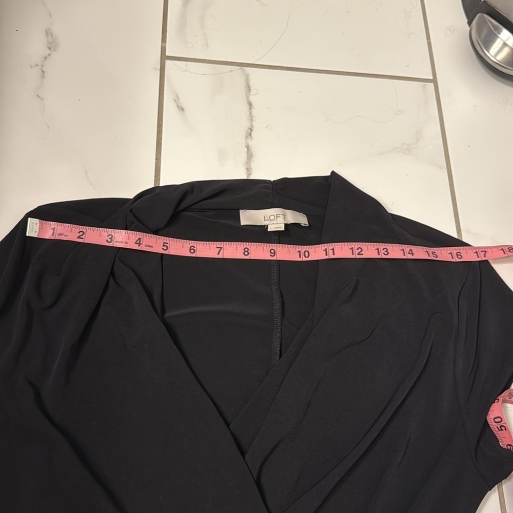 LOFT Black Faux Wrap Career Casual Work Dress L - Picture 8 of 9